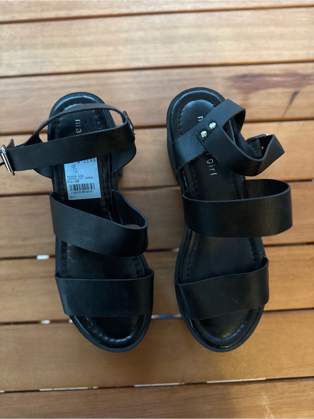 Madden Girl Black Triple-Strap Kids Sandals
